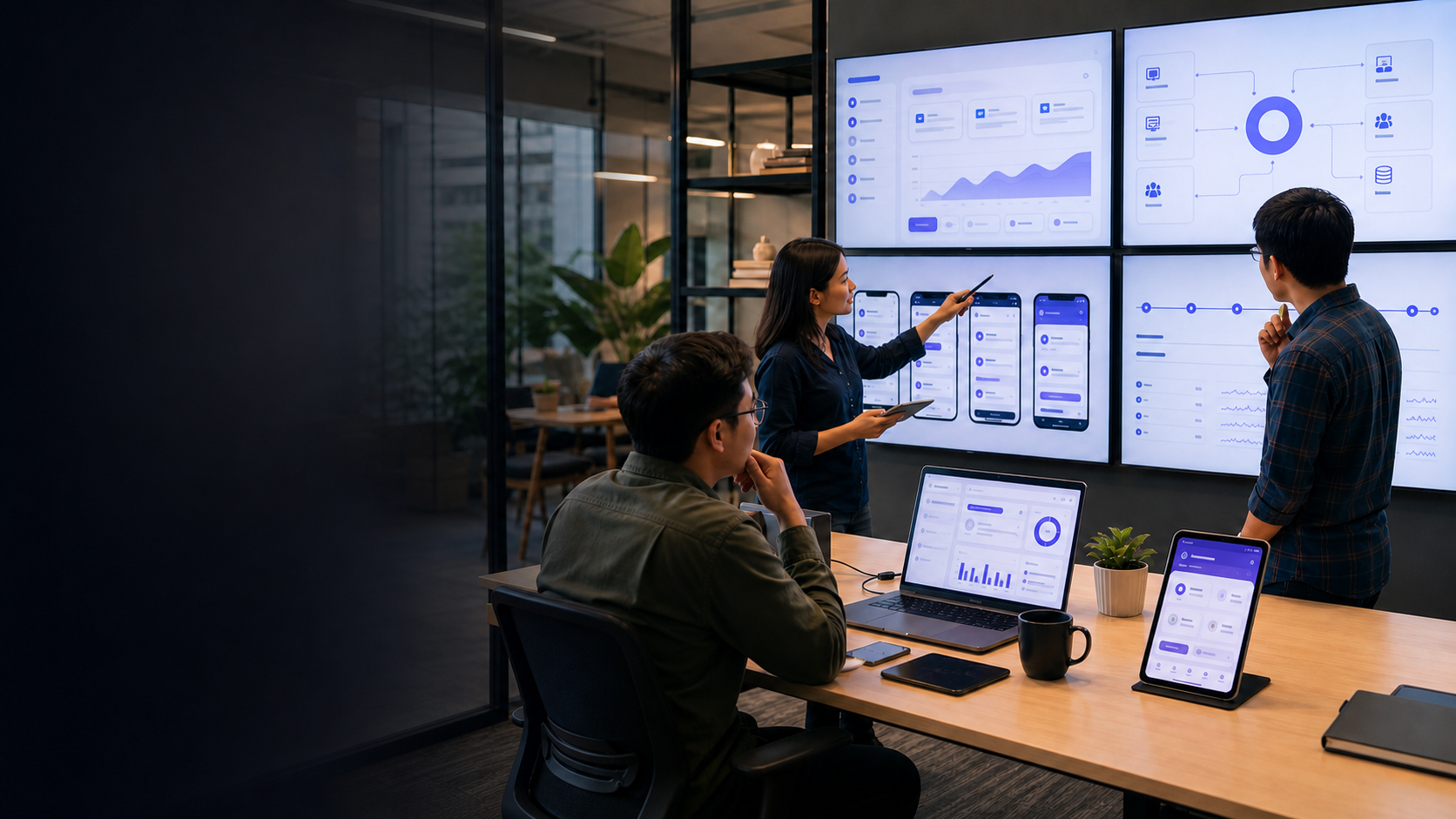 Tim software house membangun dashboard aplikasi bisnis