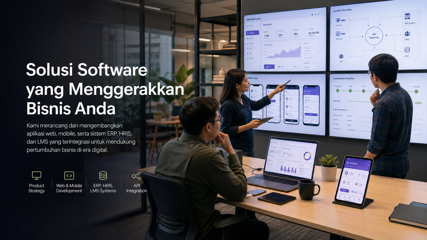 Tim software house membangun dashboard aplikasi bisnis